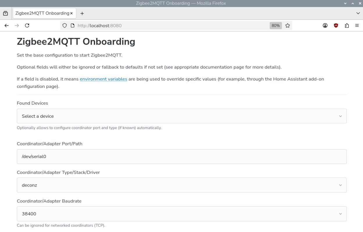 RaspBee II Onboarding Selection Adapter