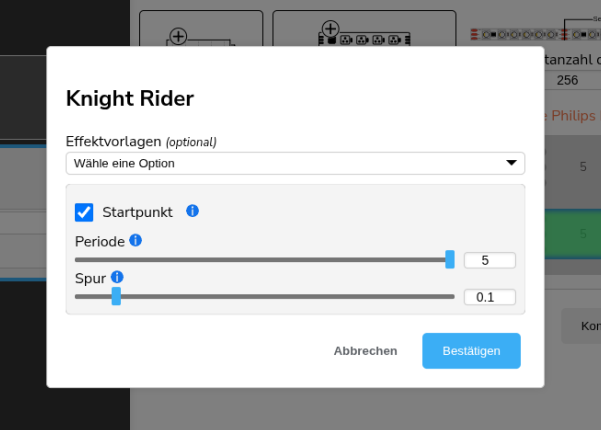 Config-Builder Beispiel: Lauflicht - Konfiguration des Effekts