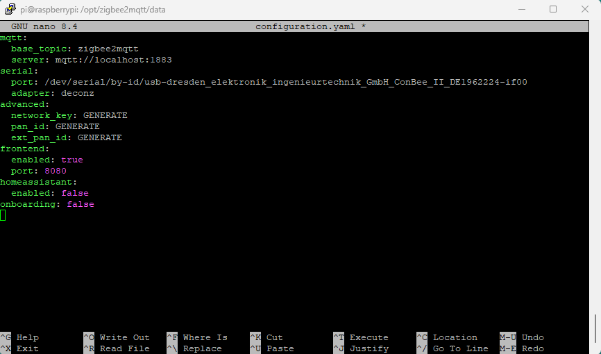 Configuration de l’adaptateur ConBee II