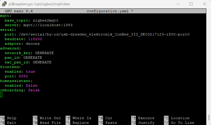 Configuration de l’adaptateur ConBee III