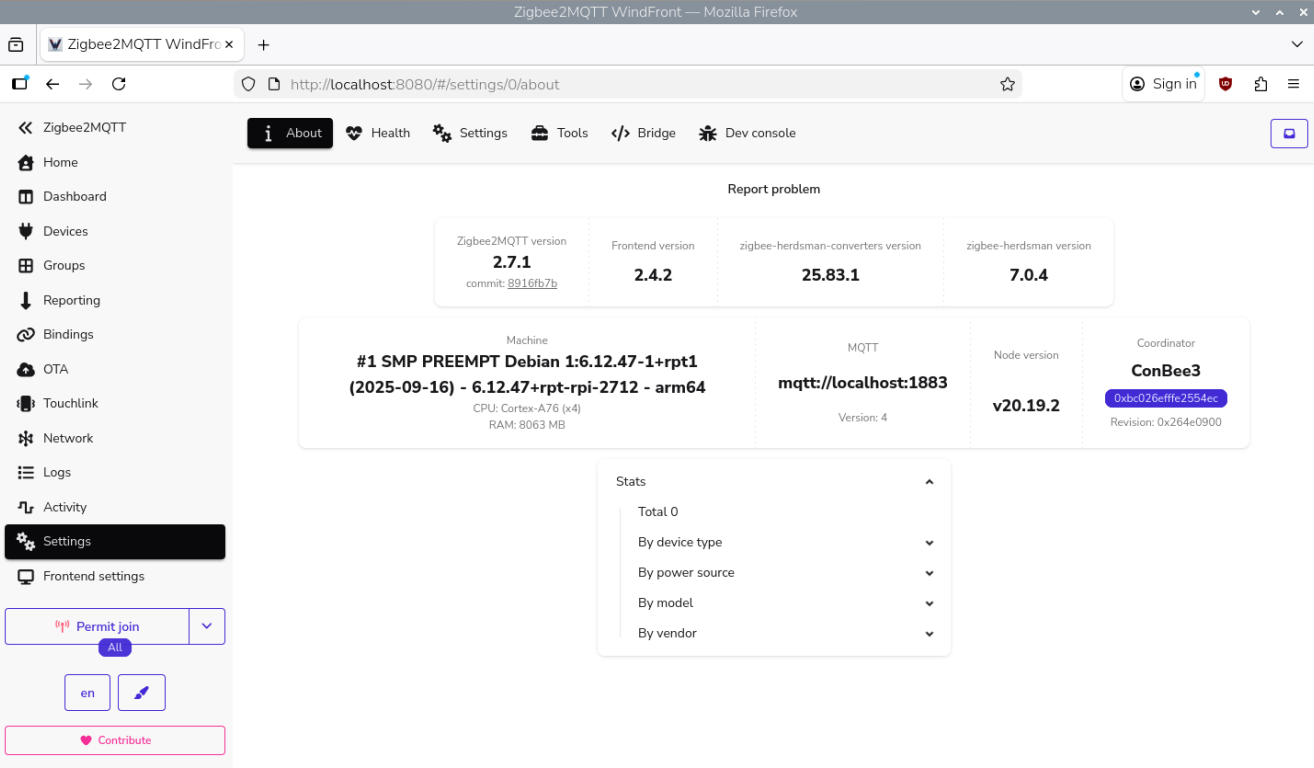 Frontend Zigbee2MQTT