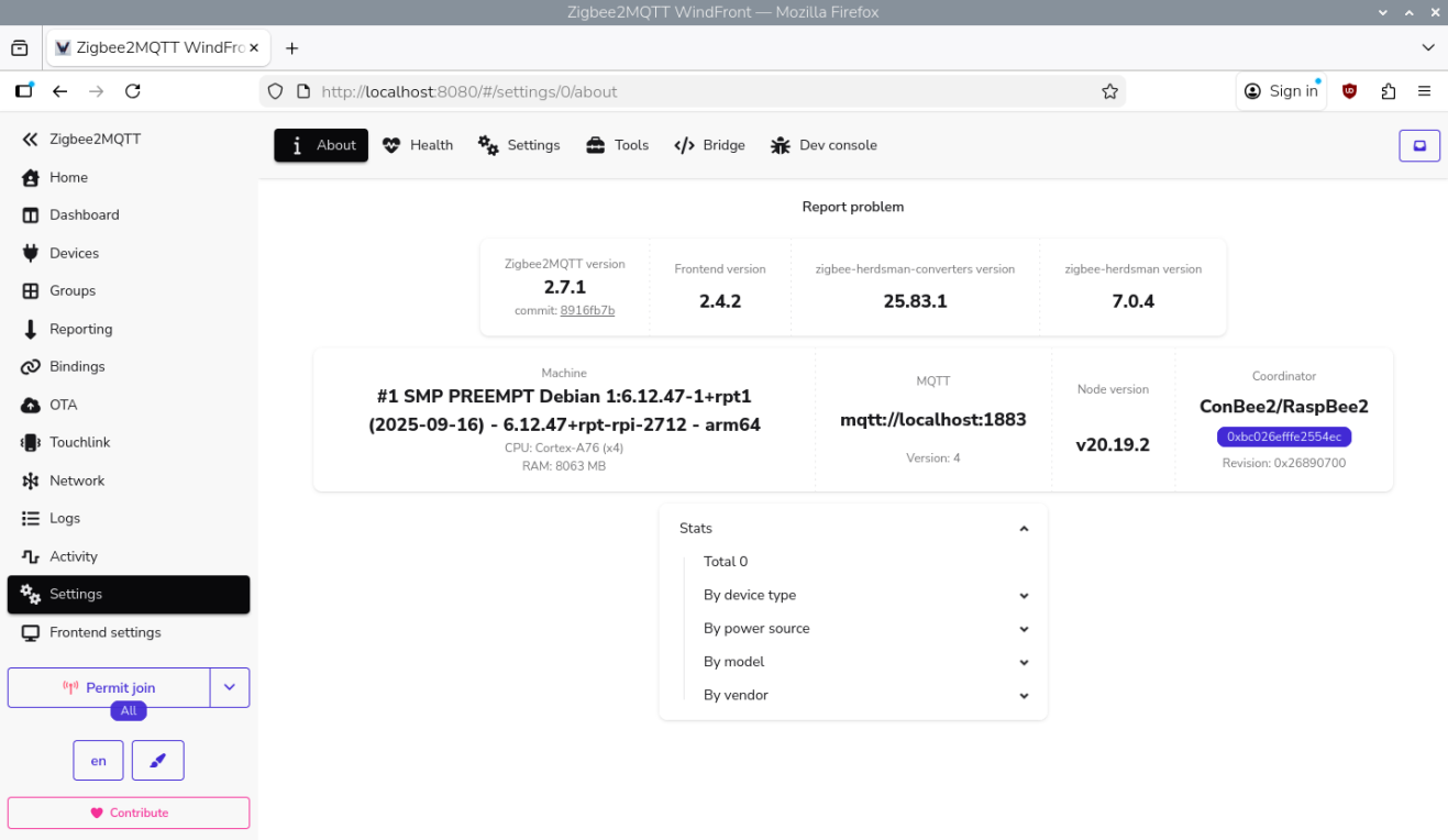 Frontend Zigbee2MQTT